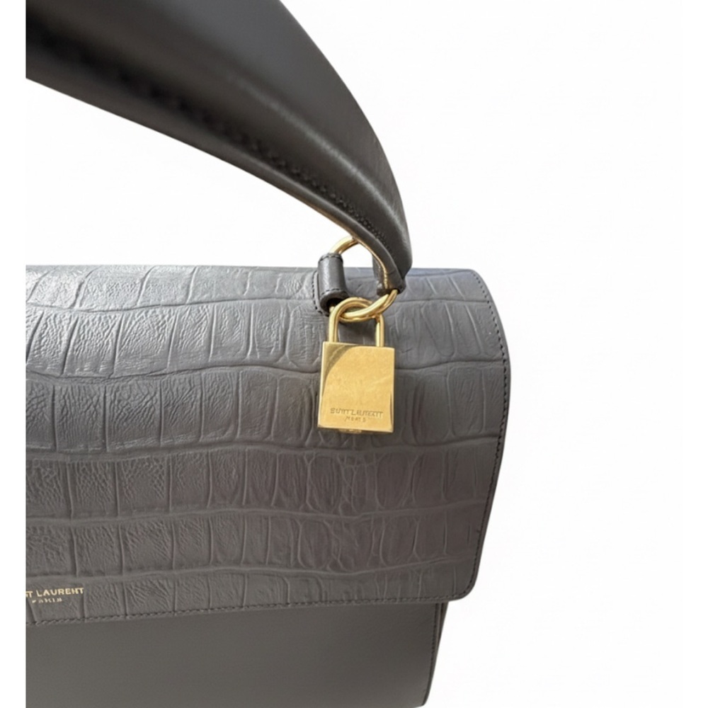 Saint Laurent Croc-Embossed Gray Bag - Picture 3 of 16